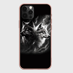 Чехол iPhone 12 Pro Max Волки - белый и черный