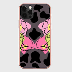 Чехол для iPhone 12 Pro Max Леопардовый принт и цветы, цвет: 3D-светло-розовый