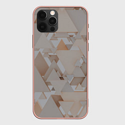 Чехол iPhone 12 Pro Max Геометрическое множество серых и бежевых треугольн