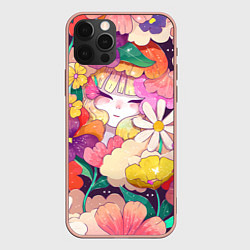 Чехол iPhone 12 Pro Max Девочка в цветах
