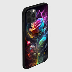 Чехол для iPhone 12 Pro Max Неоновая бабочка над большой розой, цвет: 3D-черный — фото 2