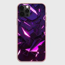 Чехол для iPhone 12 Pro Max Неоновые абстрактные электрические плиты, цвет: 3D-светло-розовый