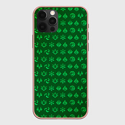 Чехол для iPhone 12 Pro Max Паттерн элементали под дендро, цвет: 3D-светло-розовый