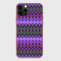 Чехол iPhone 12 Pro Max Серо-фиолетовый этнический геометрический узор