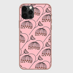 Чехол iPhone 12 Pro Max Цветы в стиле бохо на пудрово-розовом фоне