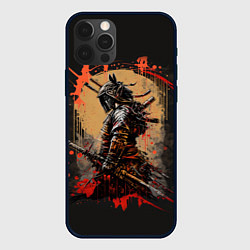 Чехол для iPhone 12 Pro Max Самурай - брызги красок, цвет: 3D-черный