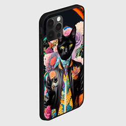 Чехол для iPhone 12 Pro Max Модный чёрный кот - нейросеть - мода, цвет: 3D-черный — фото 2