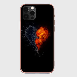 Чехол для iPhone 12 Pro Max Любовь, огонь и вода, цвет: 3D-светло-розовый