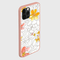 Чехол для iPhone 12 Pro Max Нарисованный цветы - светлый, цвет: 3D-светло-розовый — фото 2