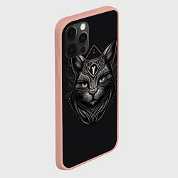 Чехол для iPhone 12 Pro Max Чёрный готический кот, цвет: 3D-светло-розовый — фото 2