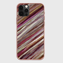 Чехол для iPhone 12 Pro Max Полосы цвета с текстурой планеты, цвет: 3D-светло-розовый