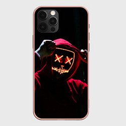 Чехол iPhone 12 Pro Max Красно-оранжевый неоновый анонимус