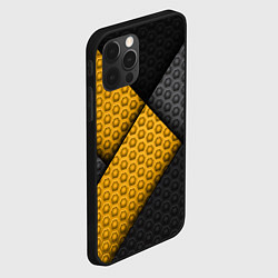 Чехол для iPhone 12 Pro Max Желтая текстурная линия, цвет: 3D-черный — фото 2