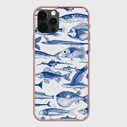 Чехол для iPhone 12 Pro Max Морские рыбы, цвет: 3D-светло-розовый
