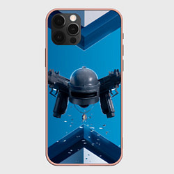 Чехол для iPhone 12 Pro Max PUBG шлем, цвет: 3D-светло-розовый