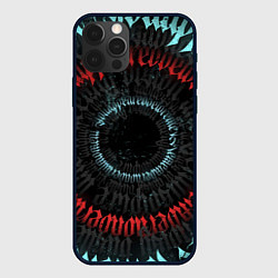 Чехол для iPhone 12 Pro Max Неоновые круги иероглифы, цвет: 3D-черный