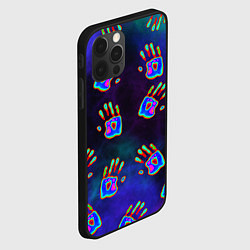 Чехол для iPhone 12 Pro Max Тепловизор: ладони - неоновый фон - паттерн, цвет: 3D-черный — фото 2