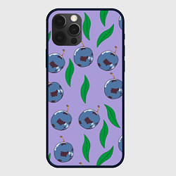 Чехол для iPhone 12 Pro Max Листья и слива, цвет: 3D-черный