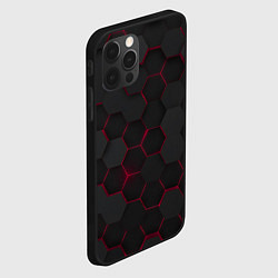 Чехол для iPhone 12 Pro Max Соты с красным свечением, цвет: 3D-черный — фото 2