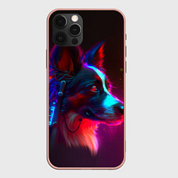 Чехол для iPhone 12 Pro Max Кибер-собака неон, цвет: 3D-светло-розовый