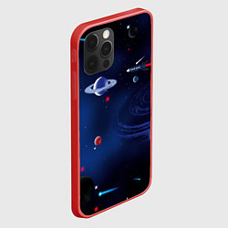Чехол для iPhone 12 Pro Max Космос, планеты, ракета, цвет: 3D-красный — фото 2