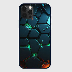 Чехол iPhone 12 Pro Max Плиты с зеленым неоновым светом