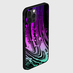 Чехол для iPhone 12 Pro Max Неоновые цвета брызги краски гранжевая текстура, цвет: 3D-черный — фото 2