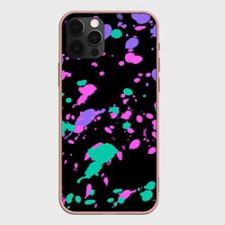 Чехол для iPhone 12 Pro Max Неоновые цвета брызги краски, цвет: 3D-светло-розовый