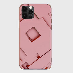 Чехол для iPhone 12 Pro Max Розовые абстрактные перемешанные фигуры, цвет: 3D-светло-розовый