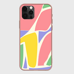 Чехол для iPhone 12 Pro Max Абстрактные разноцветные фигуры, цвет: 3D-светло-розовый