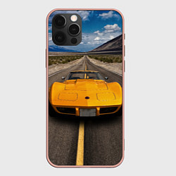 Чехол для iPhone 12 Pro Max Ретро маслкар Chevrolet Corvette Stingray, цвет: 3D-светло-розовый