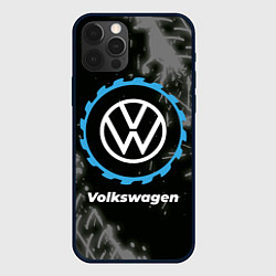 Чехол iPhone 12 Pro Max Volkswagen в стиле Top Gear со следами шин на фоне