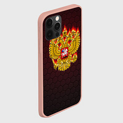 Чехол для iPhone 12 Pro Max Пылающий герб РФ, цвет: 3D-светло-розовый — фото 2