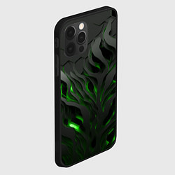 Чехол для iPhone 12 Pro Max Объемные черные и зеленые линии, цвет: 3D-черный — фото 2