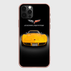 Чехол для iPhone 12 Pro Max Американский маслкар Chevrolet Corvette Stingray, цвет: 3D-светло-розовый