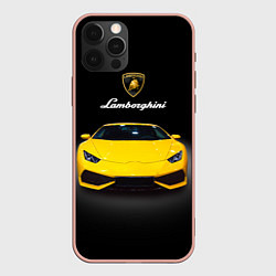 Чехол для iPhone 12 Pro Max Итальянский спорткар Lamborghini Aventador, цвет: 3D-светло-розовый