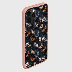 Чехол для iPhone 12 Pro Max Бабочки и капли - паттерн, цвет: 3D-светло-розовый — фото 2