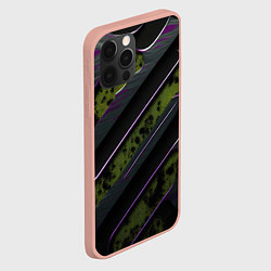 Чехол для iPhone 12 Pro Max Текстура с зелеными вставками, цвет: 3D-светло-розовый — фото 2