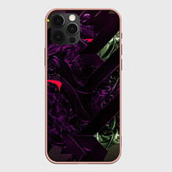 Чехол iPhone 12 Pro Max Фиолетовая текстура с зелеными вставками