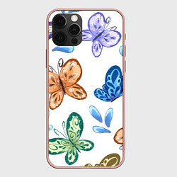 Чехол для iPhone 12 Pro Max Стая водных бабочек, цвет: 3D-светло-розовый