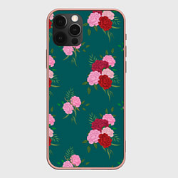 Чехол для iPhone 12 Pro Max Винтажные розы на темном фоне, цвет: 3D-светло-розовый