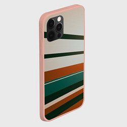 Чехол для iPhone 12 Pro Max Абстрактные зелёные и оранжевые линии, цвет: 3D-светло-розовый — фото 2