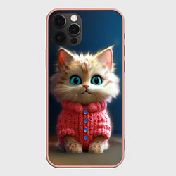 Чехол для iPhone 12 Pro Max Котик в розовом свитере, цвет: 3D-светло-розовый