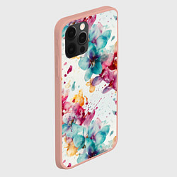 Чехол для iPhone 12 Pro Max Орхидеи акварельные брызги - паттерн, цвет: 3D-светло-розовый — фото 2
