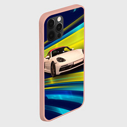 Чехол для iPhone 12 Pro Max Спорткар Porsche в движении, цвет: 3D-светло-розовый — фото 2