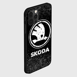 Чехол для iPhone 12 Pro Max Skoda с потертостями на темном фоне, цвет: 3D-черный — фото 2