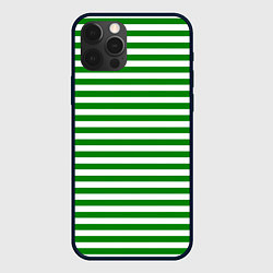 Чехол для iPhone 12 Pro Max Тельняшка зеленая Пограничных войск, цвет: 3D-черный