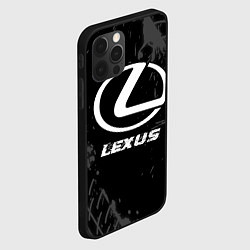 Чехол для iPhone 12 Pro Max Lexus speed на темном фоне со следами шин, цвет: 3D-черный — фото 2