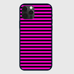 Чехол iPhone 12 Pro Max Черно-розовые Эмо полосы