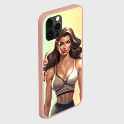 Чехол для iPhone 12 Pro Max Fitness girl sport, цвет: 3D-светло-розовый — фото 2